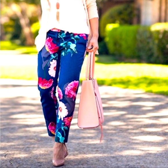 Banana Republic Avery Blue Floral Capri 00 Petite - Picture 1 of 7